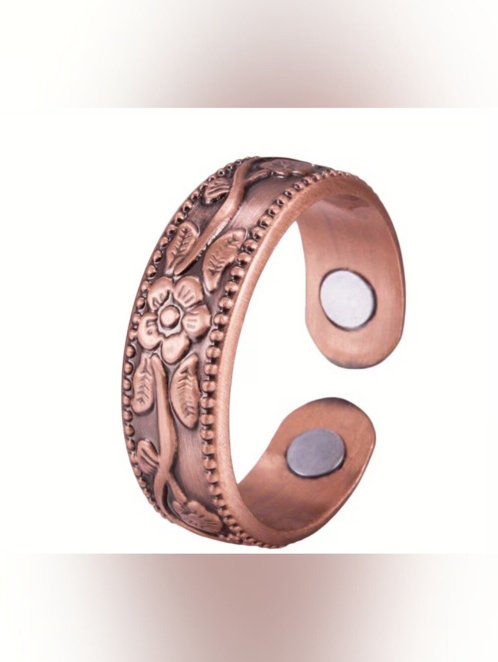 Floral Pattern Copper Band Ring - Picture 2 of 3